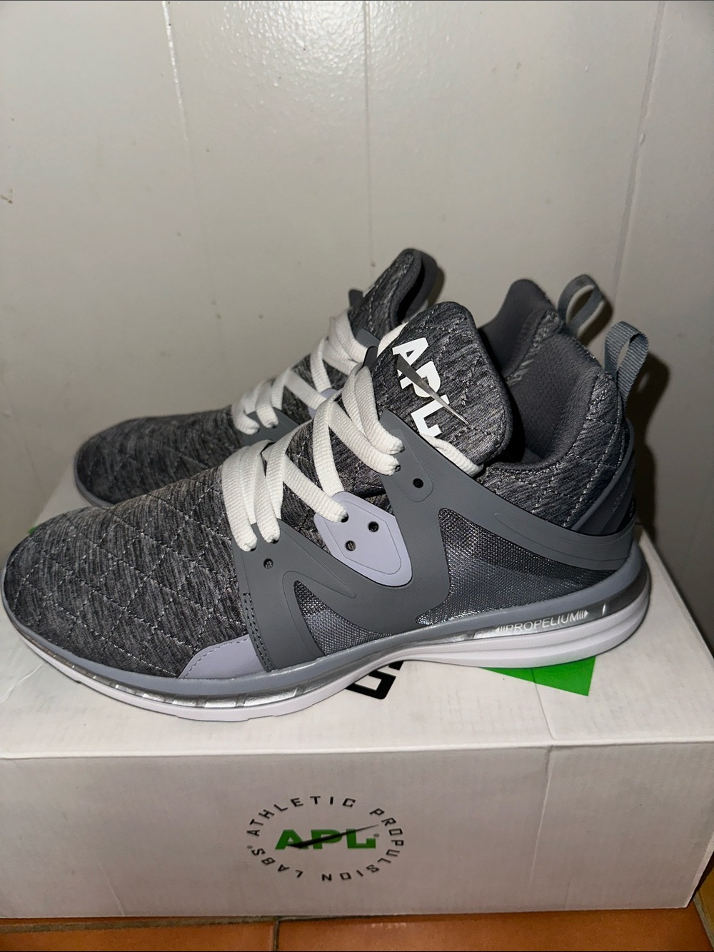 APL Women Techloom Knit Sneaker in Grey and White